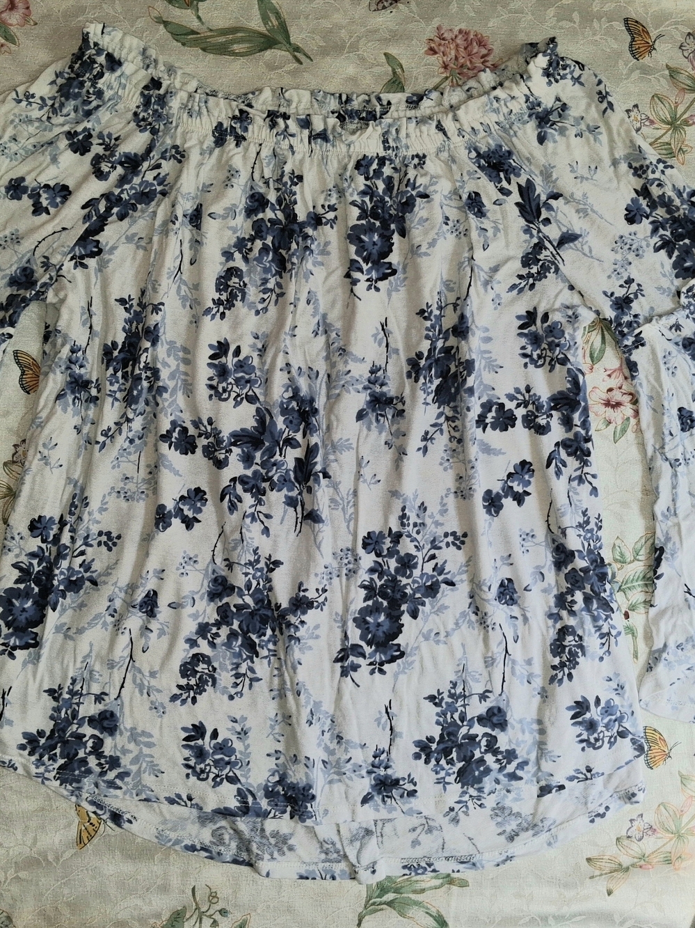 Women’s Off-Shoulder Floral Tunic - Blue